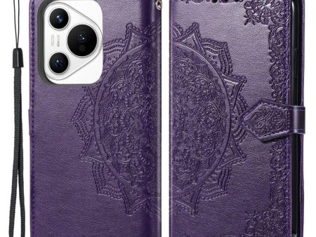 Mandala Huawei Pura 70 leather case - Purple For Sale