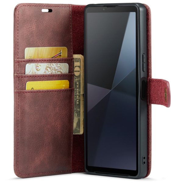 DG.MING Sony Xperia 10 VI 2-in-1 wallet case - Red For Sale