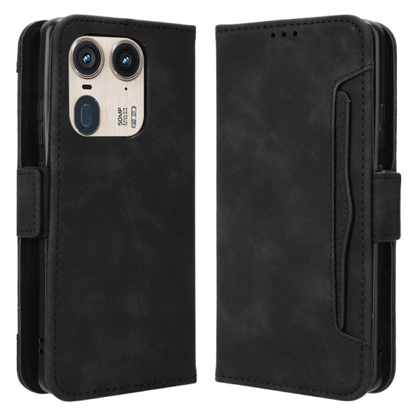 Modern-styled leather wallet case for Motorola Edge 50 Ultra   Motorola Moto X50 Ultra - Black Fashion