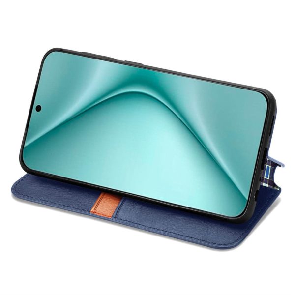 Huawei Pura 70 leather case with a stylish rhombus imprint - Blue For Cheap