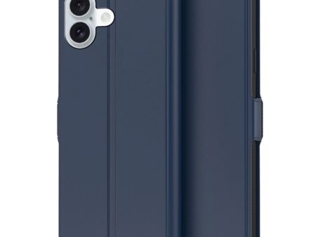 Smooth and thin premium iPhone 16 Plus leather case - Blue Online