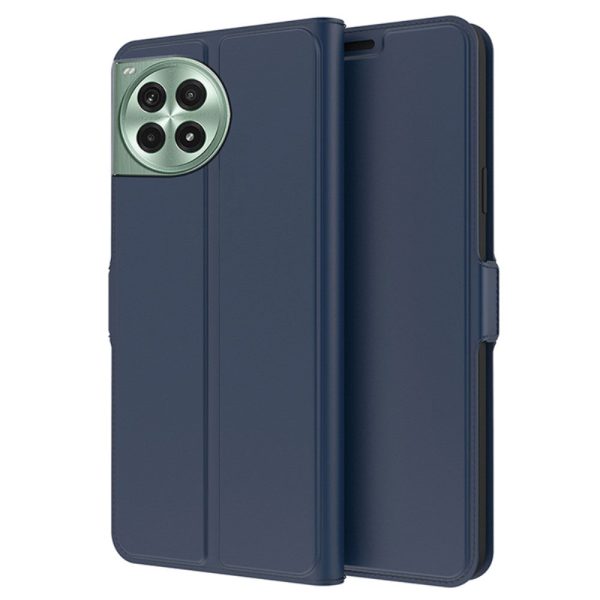 Smooth and thin premium OnePlus Ace 3 Pro leather case - Blue For Sale