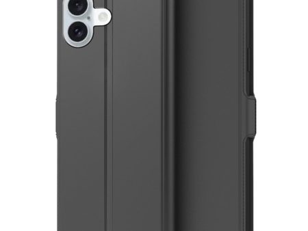 Smooth and thin premium iPhone 16 Plus leather case - Black Cheap