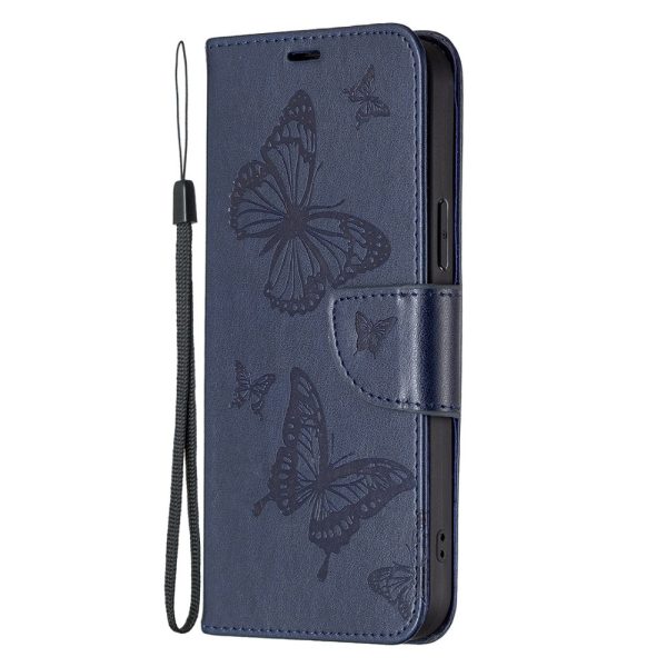 Butterfly iPhone 16 Leather Case - Dark Blue Supply