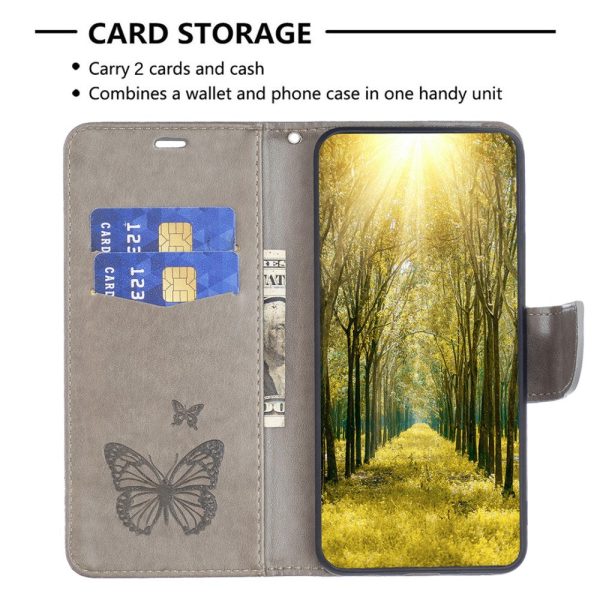 Butterfly iPhone 16 Leather Case - Grey For Cheap