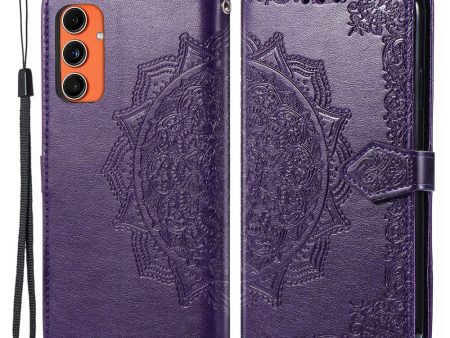 Mandala Samsung Galaxy M55   Samsung Galaxy F55   C55 leather case - Purple Fashion