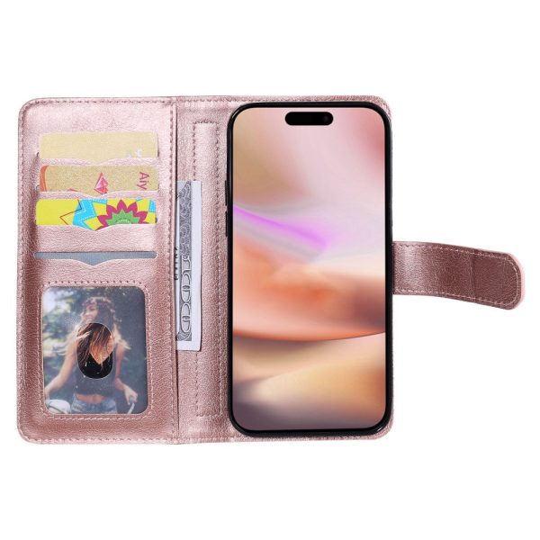 10-slot iPhone 16 Plus wallet case - Rose Gold Fashion