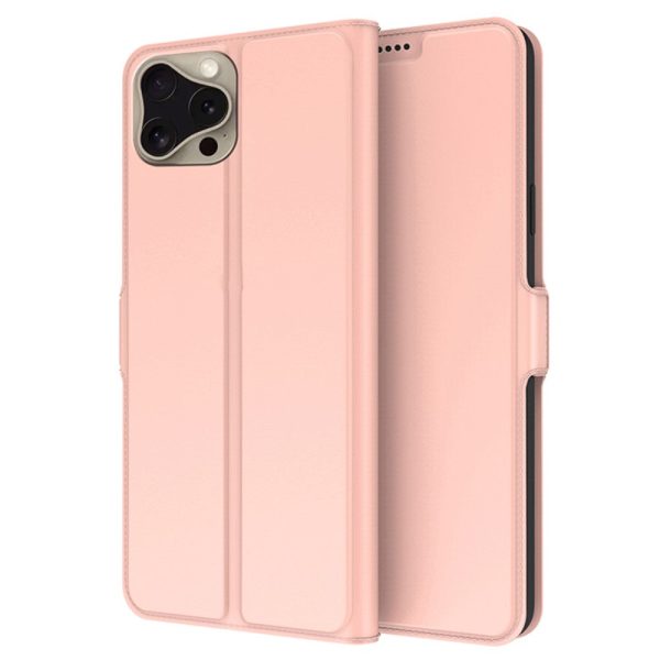 Smooth and thin premium iPhone 16 Pro leather case - Rose Gold For Cheap