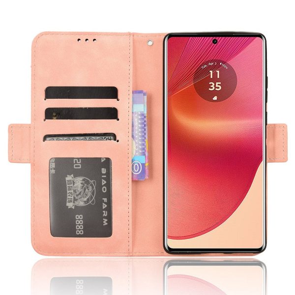 Modern-styled leather wallet case for Motorola Edge 50 Fusion - Pink Online Sale