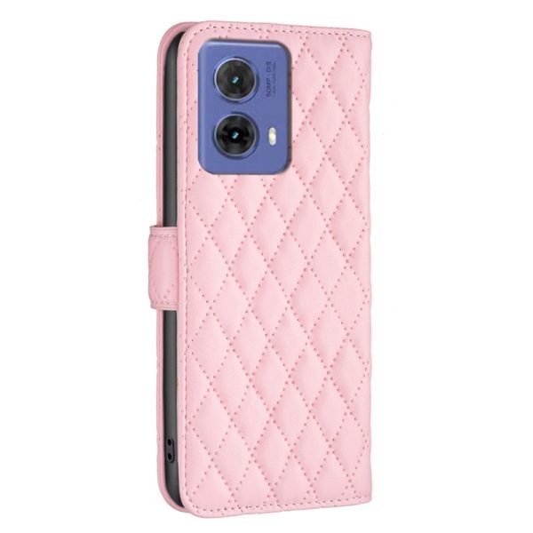 Rhombus pattern matte Motorola Moto G85 flip case - Pink Supply