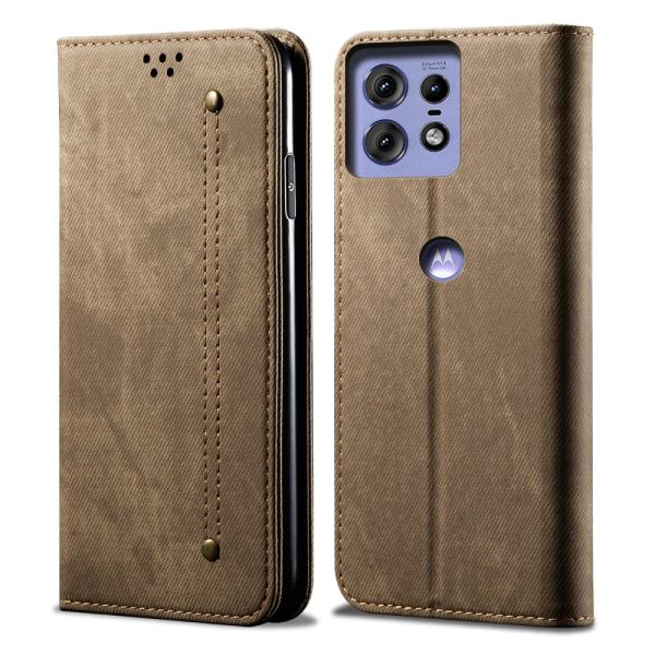 Jeans Motorola Edge 50 Pro flip case - Khaki Online Hot Sale