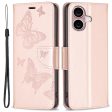 Butterfly iPhone 16 Plus Leather Case - Rose Gold Hot on Sale