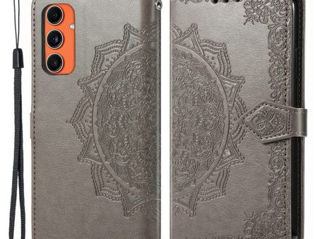 Mandala Samsung Galaxy M55   Samsung Galaxy F55   C55 leather case - Grey Online