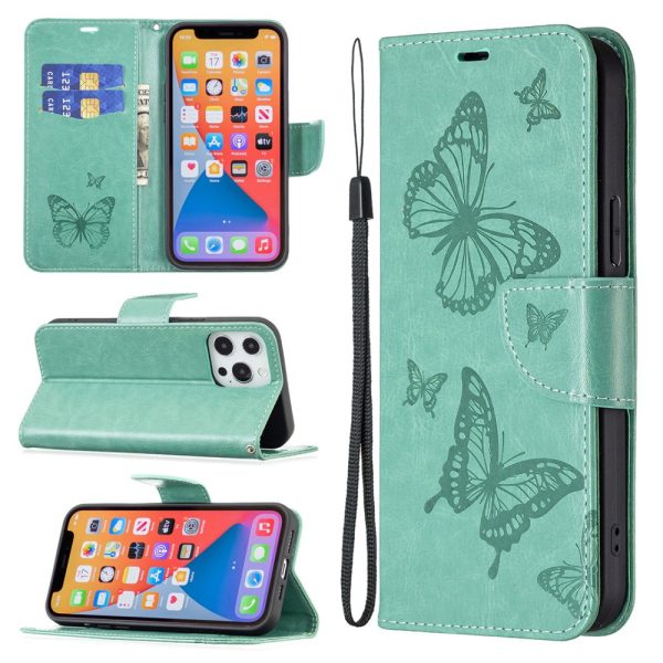 Butterfly iPhone 16 Leather Case - Green Online Hot Sale