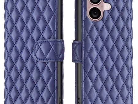 Rhombus pattern matte iPhone 16 flip case - Blue Online