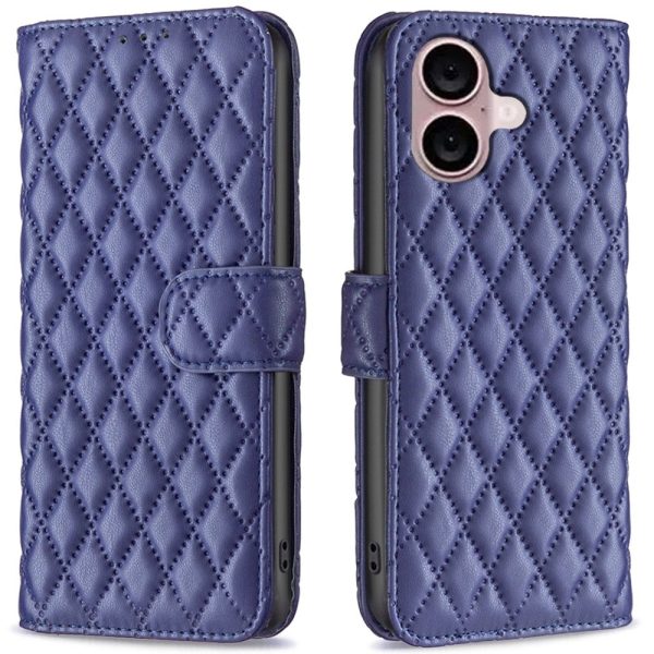 Rhombus pattern matte iPhone 16 flip case - Blue Online