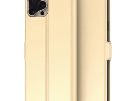 Smooth and thin premium iPhone 16 Pro Max leather case - Gold For Cheap