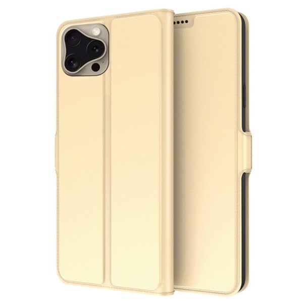 Smooth and thin premium iPhone 16 Pro Max leather case - Gold For Cheap