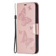 Butterfly iPhone 16 Plus Leather Case - Rose Gold Hot on Sale