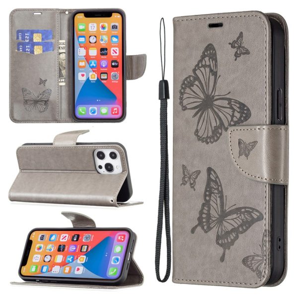 Butterfly iPhone 16 Leather Case - Grey For Cheap