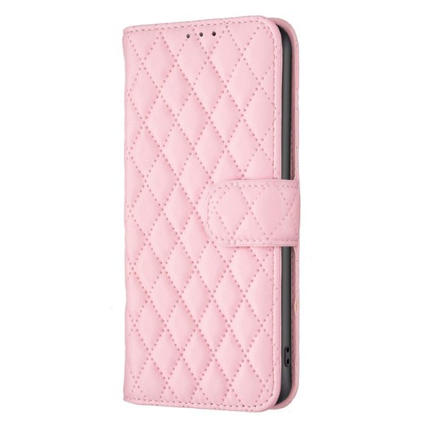 Rhombus pattern matte Motorola Moto G85 flip case - Pink Supply