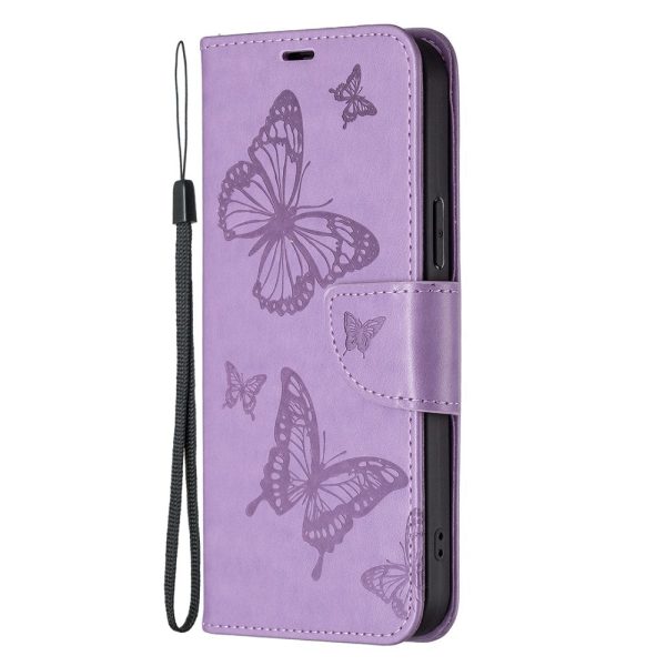 Butterfly iPhone 16 Plus Leather Case - Purple For Sale