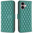 Rhombus pattern matte iPhone 16 flip case - Green For Discount