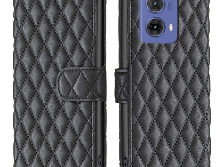 Rhombus pattern matte Motorola Moto G85 flip case - Black Supply