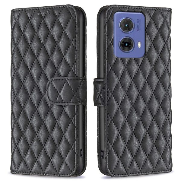 Rhombus pattern matte Motorola Moto G85 flip case - Black Supply