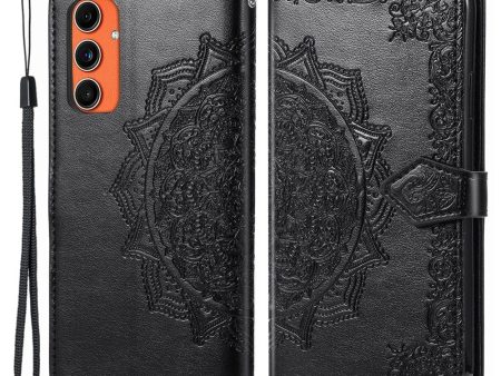 Mandala Samsung Galaxy M55   Samsung Galaxy F55   C55 leather case - Black Sale