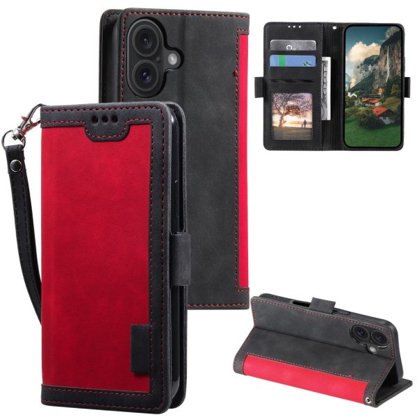 Surburbian iPhone 16 Plus leather flip case - Red Hot on Sale