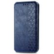 Samsung Galaxy M55   Samsung Galaxy F55   C55 leather case with a stylish rhombus imprint - Blue For Discount