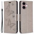 Butterfly iPhone 16 Leather Case - Grey For Cheap