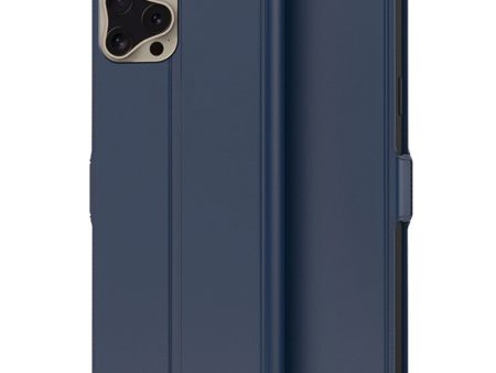 Smooth and thin premium iPhone 16 Pro Max leather case - Blue For Sale