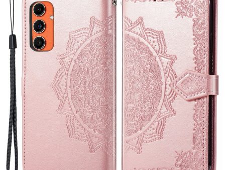 Mandala Samsung Galaxy M55   Samsung Galaxy F55   C55 leather case - Rose Gold Cheap