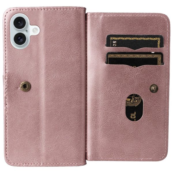 10-slot iPhone 16 Plus wallet case - Rose Gold Fashion