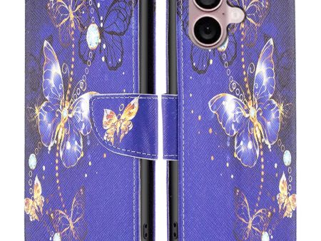 Wonderland iPhone 16 Plus flip case - Purple Butterflies Discount