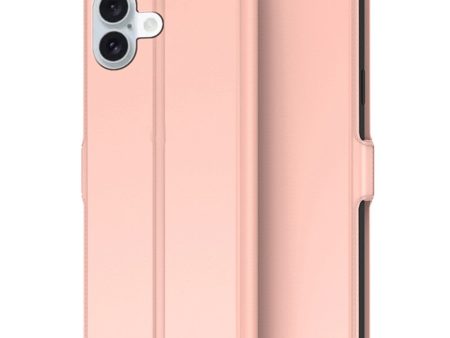 Smooth and thin premium iPhone 16 Plus leather case - Rose Gold For Discount