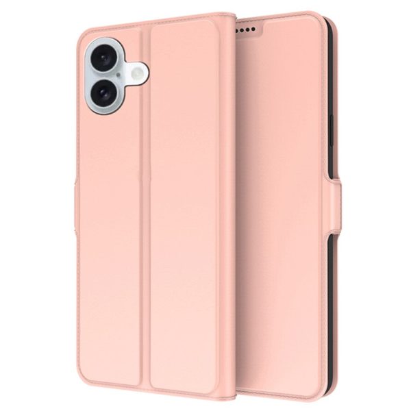 Smooth and thin premium iPhone 16 Plus leather case - Rose Gold For Discount