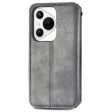 Huawei Pura 70 leather case with a stylish rhombus imprint - Grey For Sale