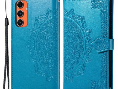 Mandala Samsung Galaxy M55   Samsung Galaxy F55   C55 leather case - Blue Discount