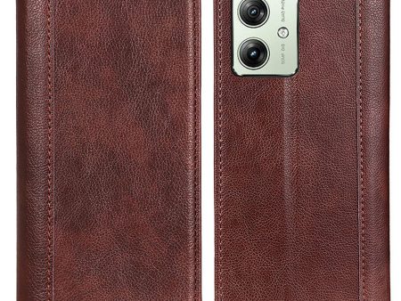 Motorola Moto G64   Motorola Moto G54 Power genuine leather case with magnetic closure - Brown Discount