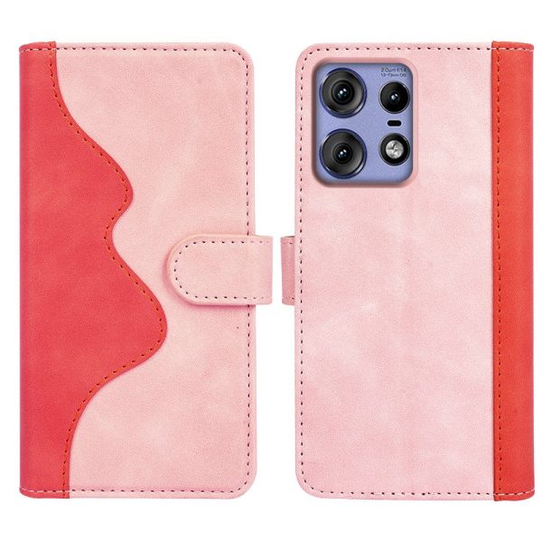 Two-color Motorola Edge 50 Pro leather flip case - Pink Online