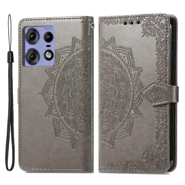 Mandala Motorola Edge 50 Pro leather case - Grey Online now