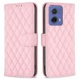 Rhombus pattern matte Motorola Moto G85 flip case - Pink Supply