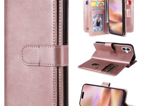 10-slot iPhone 16 Plus wallet case - Rose Gold Fashion