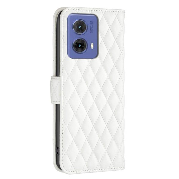 Rhombus pattern matte Motorola Moto G85 flip case - White Cheap