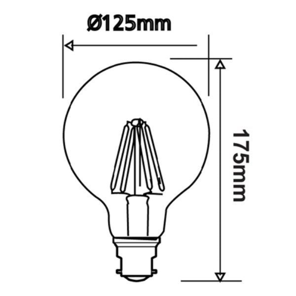 8w LED E27, B22 G125 Globe Warm White 2700k, Daylight 6000k Dimmable Fashion